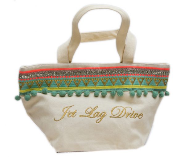 Green and White Canvas Vanity Bag For Women (GRAPE)
