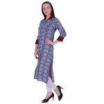 Viscose Blue and Brown Color Straight Kurti (Ikhat)
