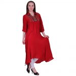 Rayon Fabric Collar Long Gown Dress With Red Color (LAILA)