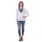 White Color Cotton Fabric Embroidered Top