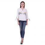 White Color Cotton Fabric Embroidered Top (Naira)