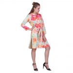 Beautiful Digital Floral Printed Embroidered Short Dress