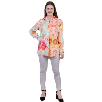 Multi Color PoplLycra Cotton Floral Printed Shirt