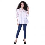 White Cambric Floral Embroidered Top for Woman (Lovers)