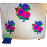 Beige and Peach Machine Embroidered Jaipuri Cotton Quilt