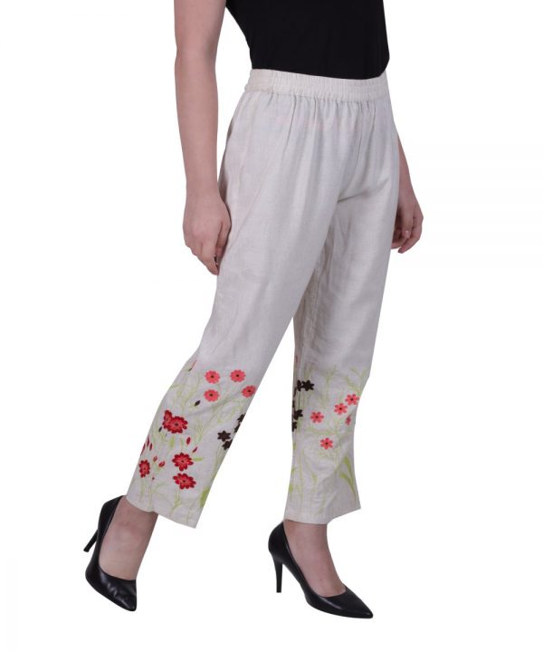 Lilac floral boota embroidered pants by Bhava  The Secret Label