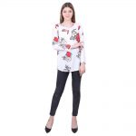 White Rayon Printed Top for Women
