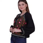 Black Cotton Embroidered Jacket for Women (Neti)