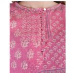 Pink linen printed kurta