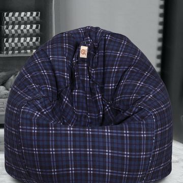 Blue Color Check Printed XXL Bean Bag Cover