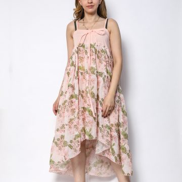 100% pure organic linen dress  with digital floral print