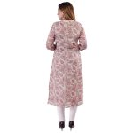beige paisley motifs  100% pure organic linen kurta  with digital  print