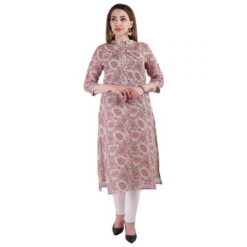 beige paisley motifs 100% pure organic linen kurta with digital print beige paisley motifs 100% pure organic linen kurta with digital print