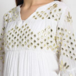 100% ORGANIC VISCOSE   KURTI WITH 3D EMBROIDERED MIRROR EFFECT AND PANT "