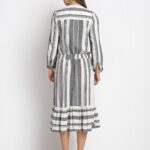 BLUE STRIPED EMBROIDERED 100% PURE ORGANIC  COTTON DRESS
