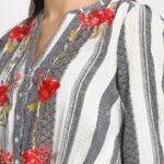 BLUE STRIPED EMBROIDERED 100% PURE ORGANIC  COTTON DRESS