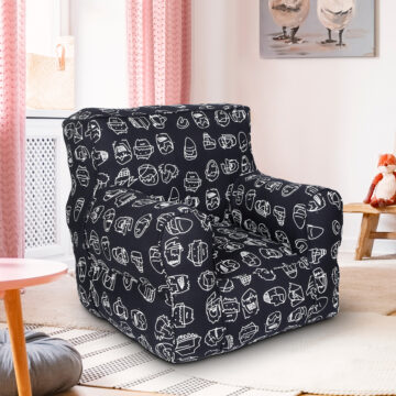 Black Printed Organic Cotton Comfu adult Sofa