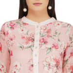 PINK 100% PURE ORGANIC LINEN DIGITAL FLORAL PRINT KURTA & PANT SET