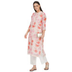 PINK 100% PURE ORGANIC LINEN DIGITAL FLORAL PRINT KURTA & PANT SET