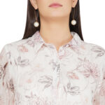 GREY/WHITE 100% PURE ORGANIC LINEN  DIGITAL FLORAL PRINT KURTA & PANT SET