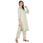 GREEN EMBROIDERED 100% ORGANIC COTTON FLEX KURTA PANT SET
