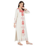 RED EMBROIDERED 100% ORGANIC COTTON FLEX KURTA