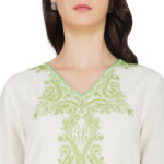GREEN EMBROIDERED 100% ORGANIC COTTON FLEX KURTA