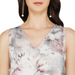GREY 100% PURE ORGANIC LINEN DIGITAL PRINT DRESS
