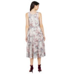 GREY 100% PURE ORGANIC LINEN DIGITAL PRINT DRESS