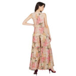 BEIGE AND PINK 100% PURE ORGANIC LINEN DIGITAL PRINT JUMPSUIT