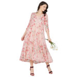PINK 100% PURE ORGANIC LINEN DIGITAL PRINT DRESS