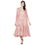 PINK 100% PURE ORGANIC LINEN DIGITAL PRINT DRESS