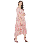 PINK 100% PURE ORGANIC LINEN DIGITAL PRINT DRESS