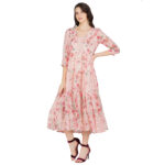 PINK 100% PURE ORGANIC LINEN DIGITAL PRINT DRESS