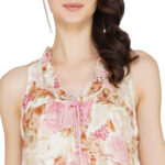 BEIGE AND FUSCIA 100% PURE ORGANIC LINEN DIGITAL PRINT DRESS