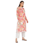 PINK 100% PURE ORGANIC LINEN DIGITAL FLORAL PRINT KURTA & PANT SET