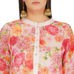 PINK 100% PURE ORGANIC LINEN DIGITAL FLORAL PRINT KURTA & PANT SET