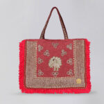 Purple Jute and Velvet Handbag