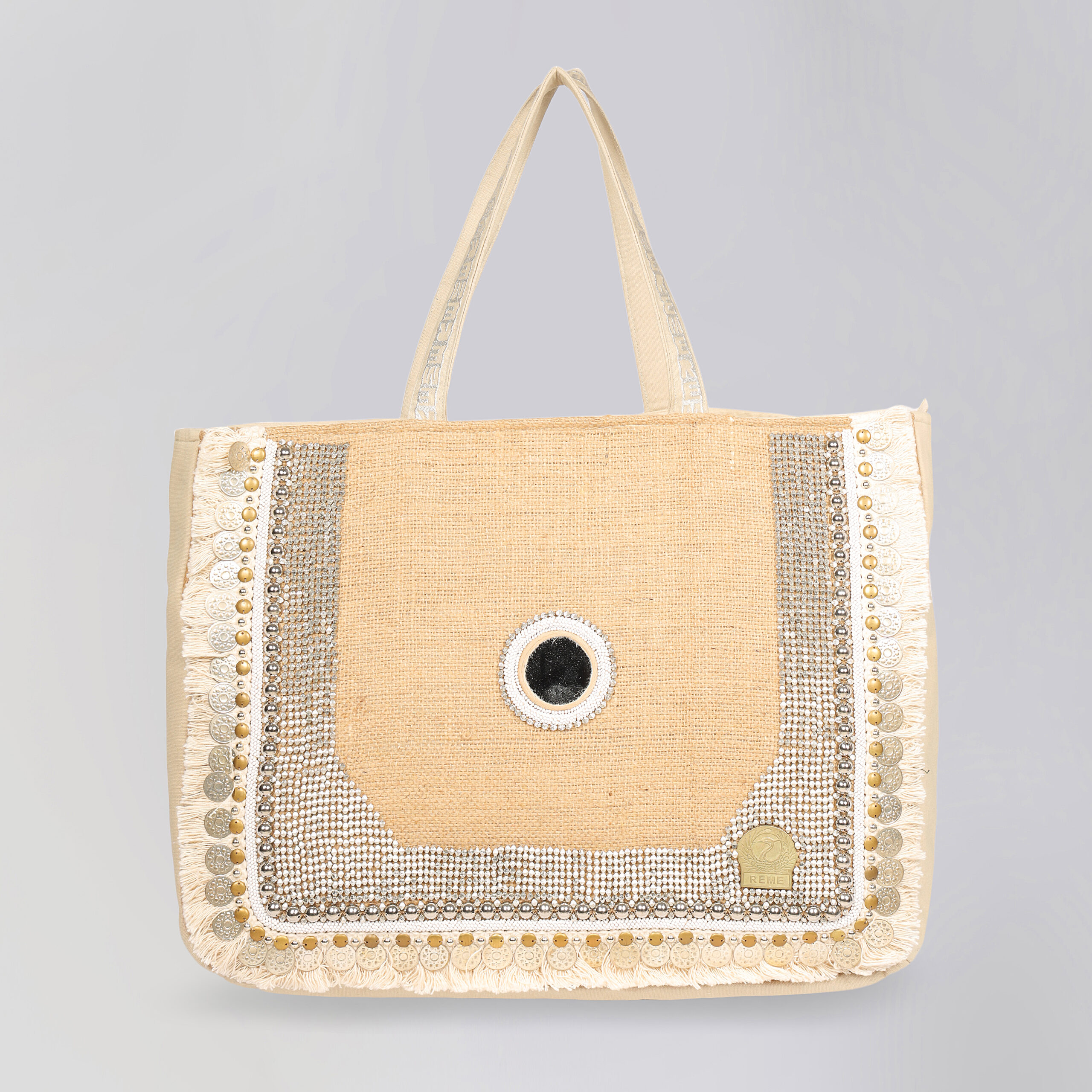 Natural Black Jute and Velvet Handbag - REME Lifestyle