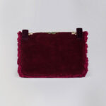 Wine Red Jute and Velvet Clutch Bag